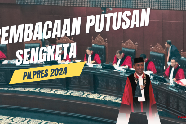 Mahkamah Konstitusi (MK) membacakan hasil sengketa permohonan perkara Perselisihan Hasil Pemilihan Umum Presiden dan Wakil Presiden 2024
