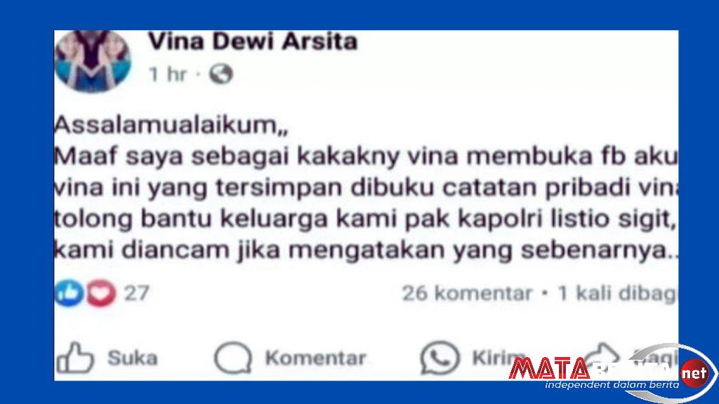 Dalam Unggahan Facebook Keluarga Vina Dapat Ancaman