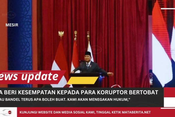 Prabowo Beri Kesempatan ke Koruptor untuk Bertobat dan Kembalikan Hasil Curiannya