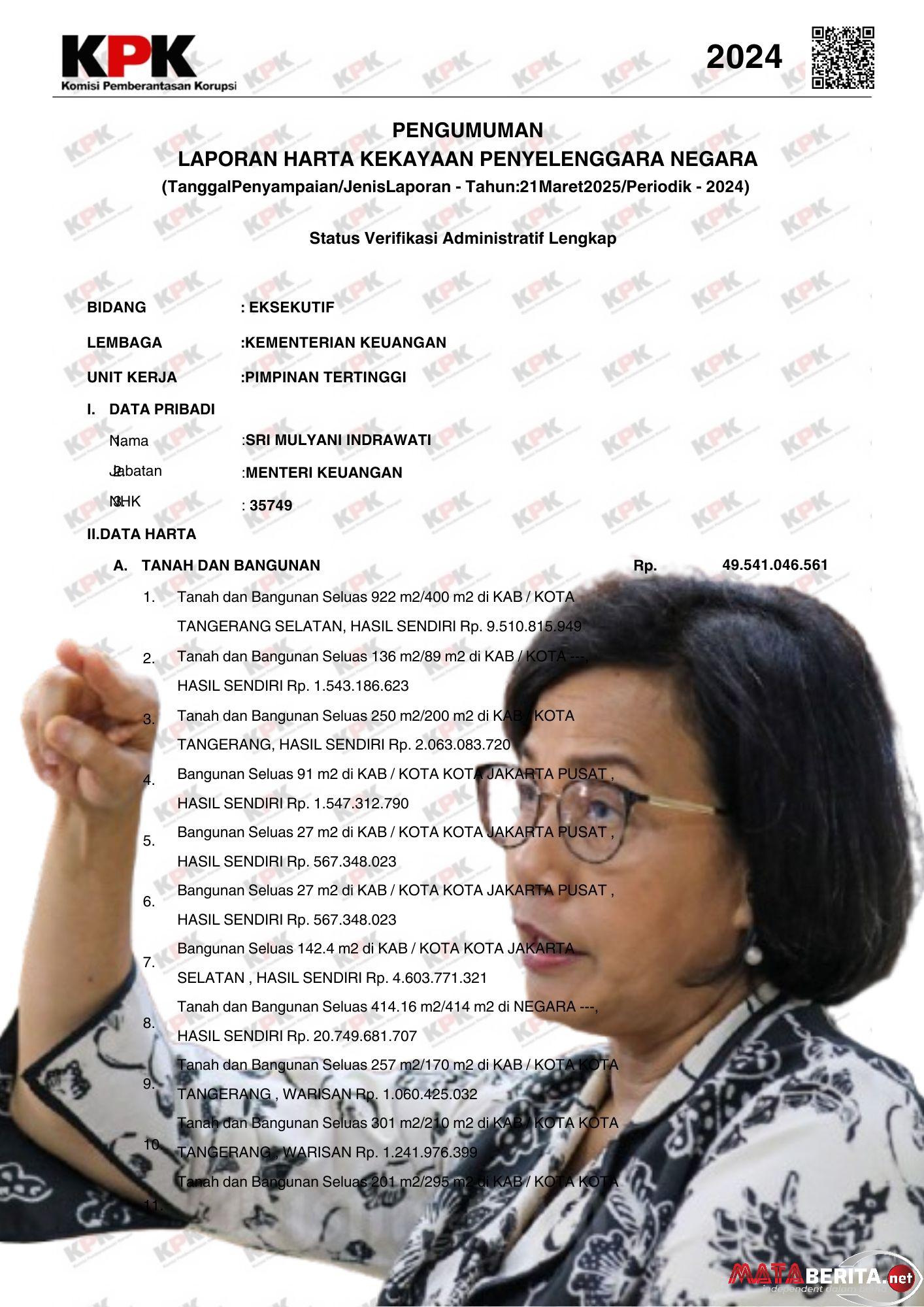 Harta Menteri Keuangan Sri Mulyani Indrawati Naik Pesat Usai Pajak Naik, Totalnya Tak Main Main